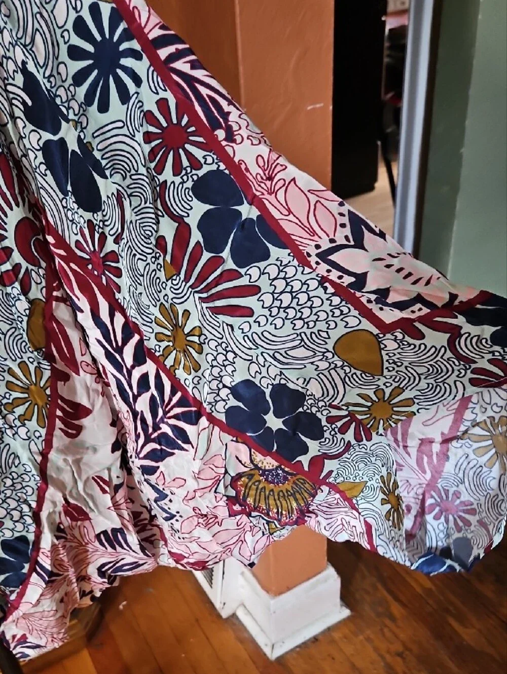 Anthropologie Bohemian Floral Cocoon Duster with Batwing Arms